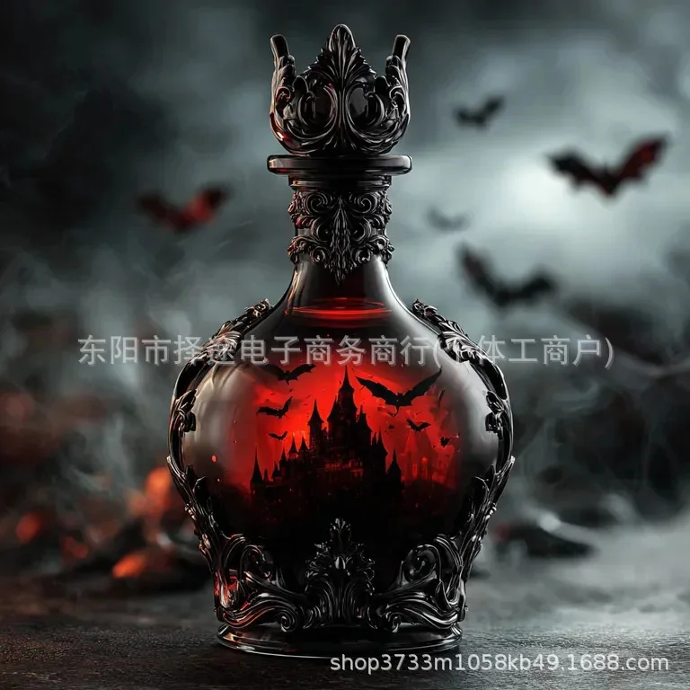 Batwing Castle Decanter Gothic Glass With Stopper Dramatic Table Centerpiece For Home Bar Party Halloween Gift For Couples