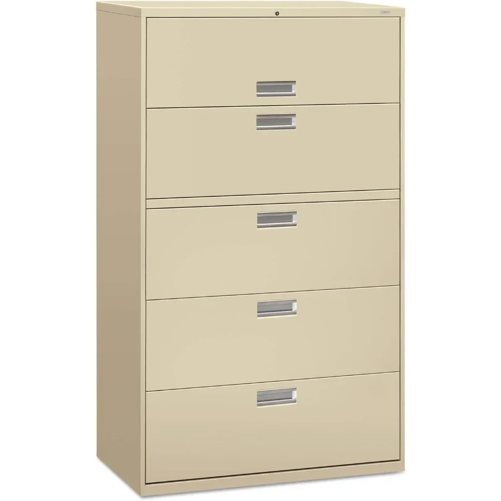 

600 Series 5-Drawer Lateral File Cabinet - Locking, Letter/Legal, Putty/Beige, 42-inch Width