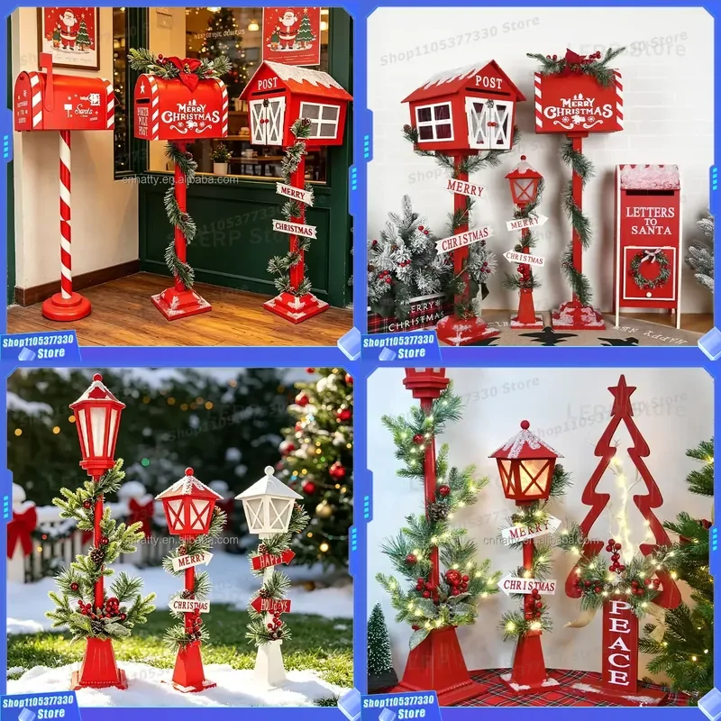 Creative Wooden Mailbox for Hotel Bar Shop Front Desk Christmas Decorations Festive Street Lights Big Statue Toys Home