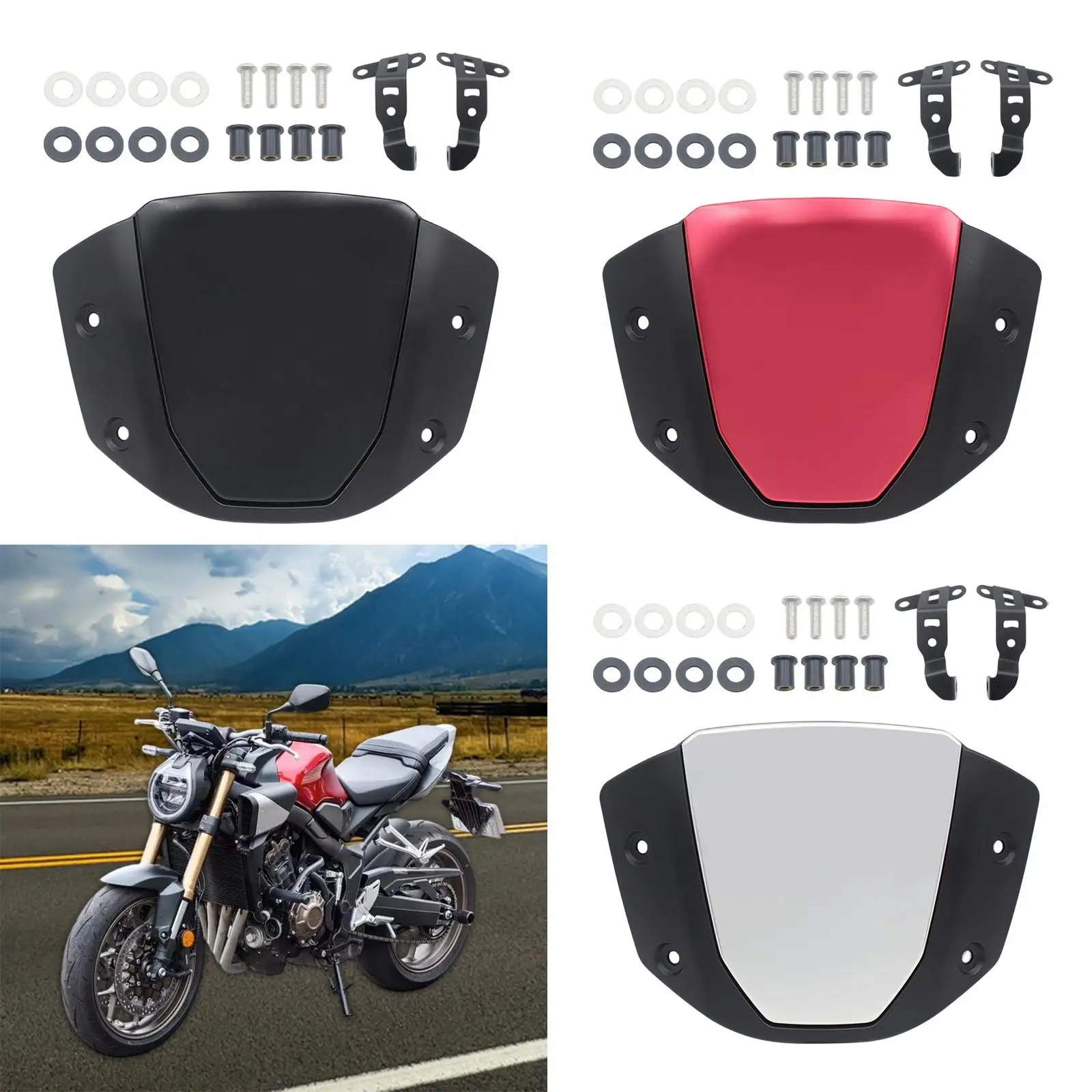 

Practical Motorcycle Front Windshield Stylish Wind Screen Metal Plastic Upgrade for Honda CB650R 20