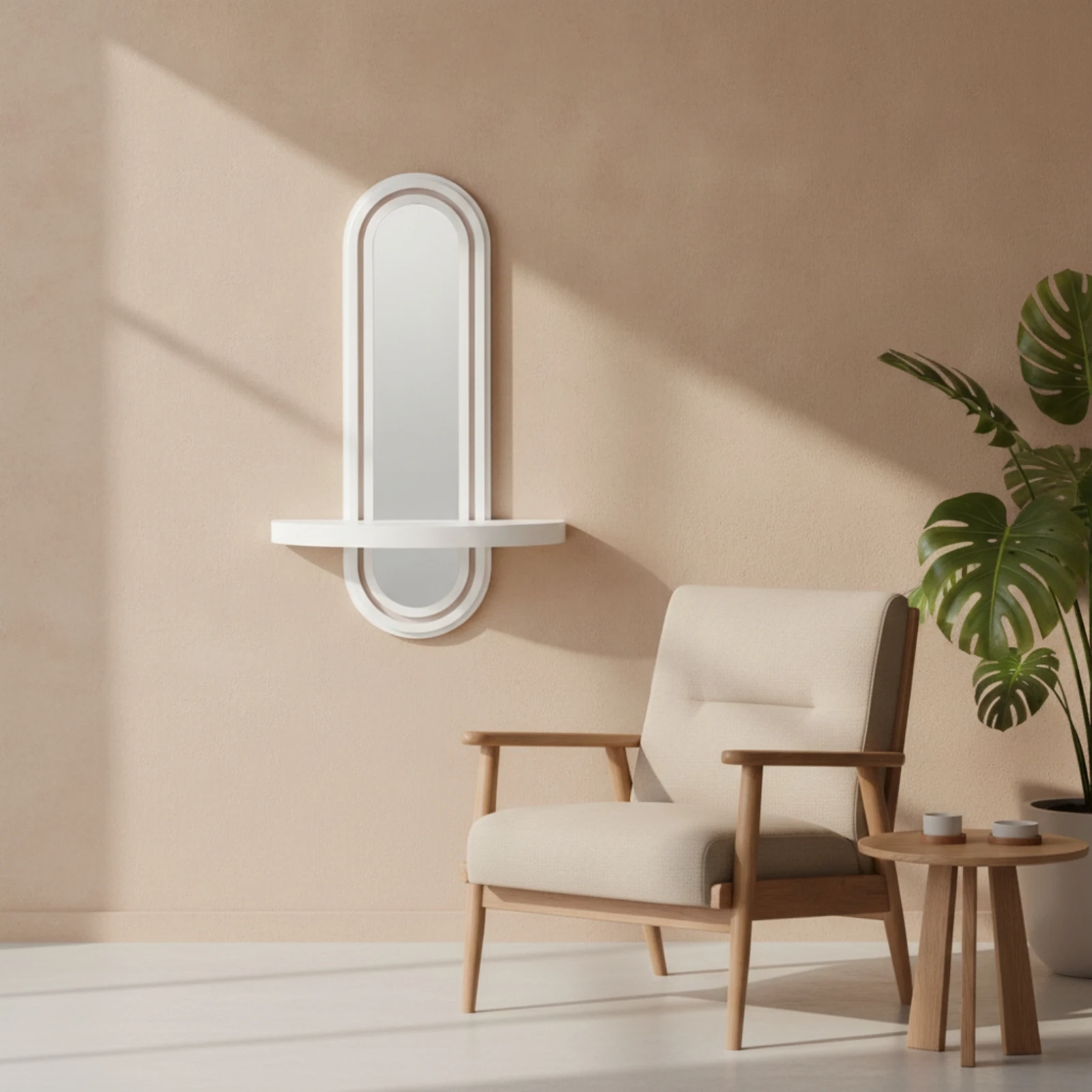 Wall Shelf with Mirror Compact Floating Shelf with Mirror Modern Elegant for Entryway, Hallway