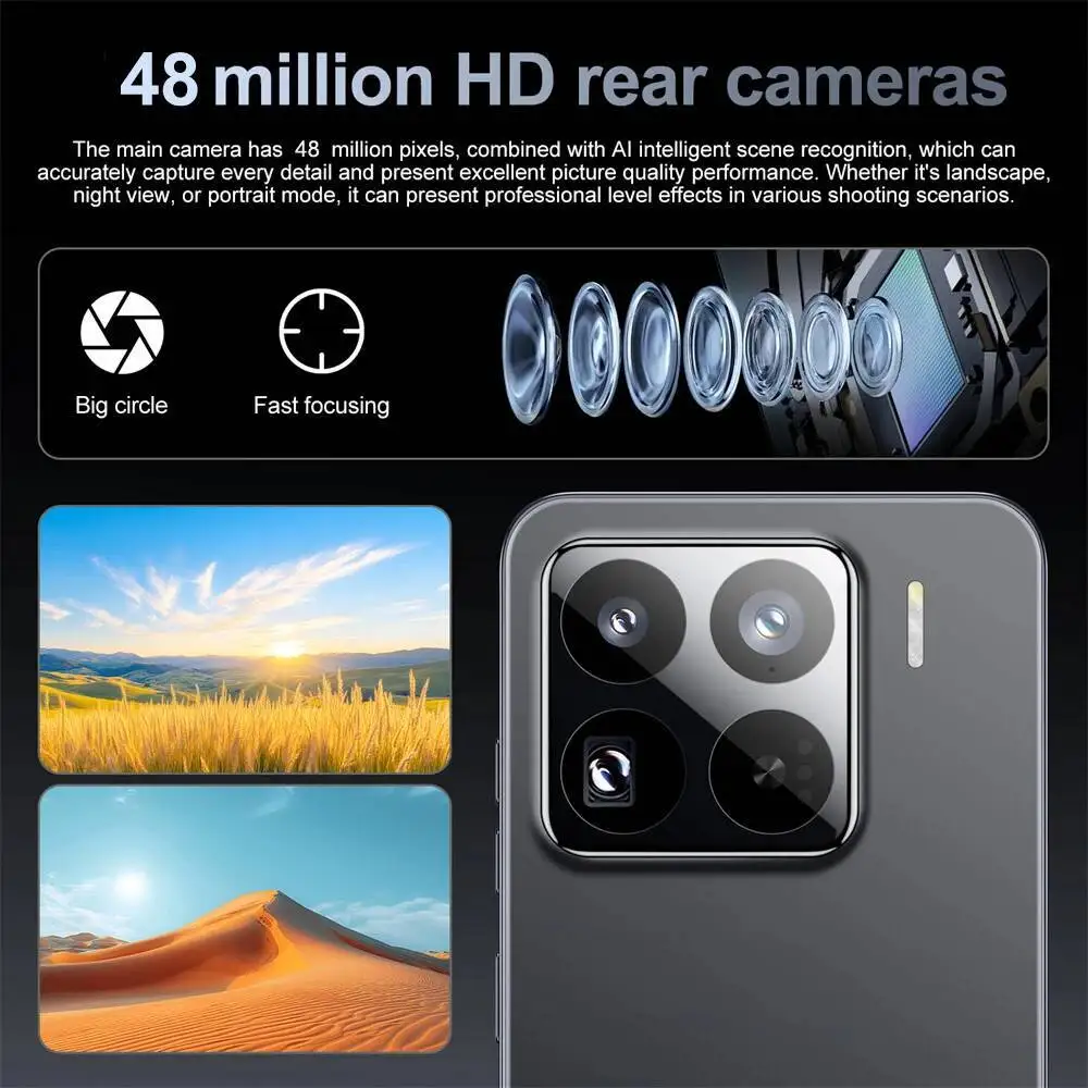 جديد 2025 HOT 15 Ultra 7.0HD الإصدار العالمي الأصلي الذكي المزدوج بطاقة التعرف على الوجه وظيفة بطارية 8000mAh