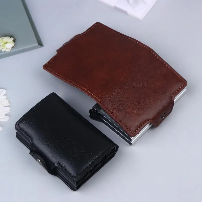 

Большой вместительный двухслойный картхолдер для удостоверений личности и кредитных карт с защитой от RFID, магический кошелек для мужчин, чехол для карт из углеродного волокна