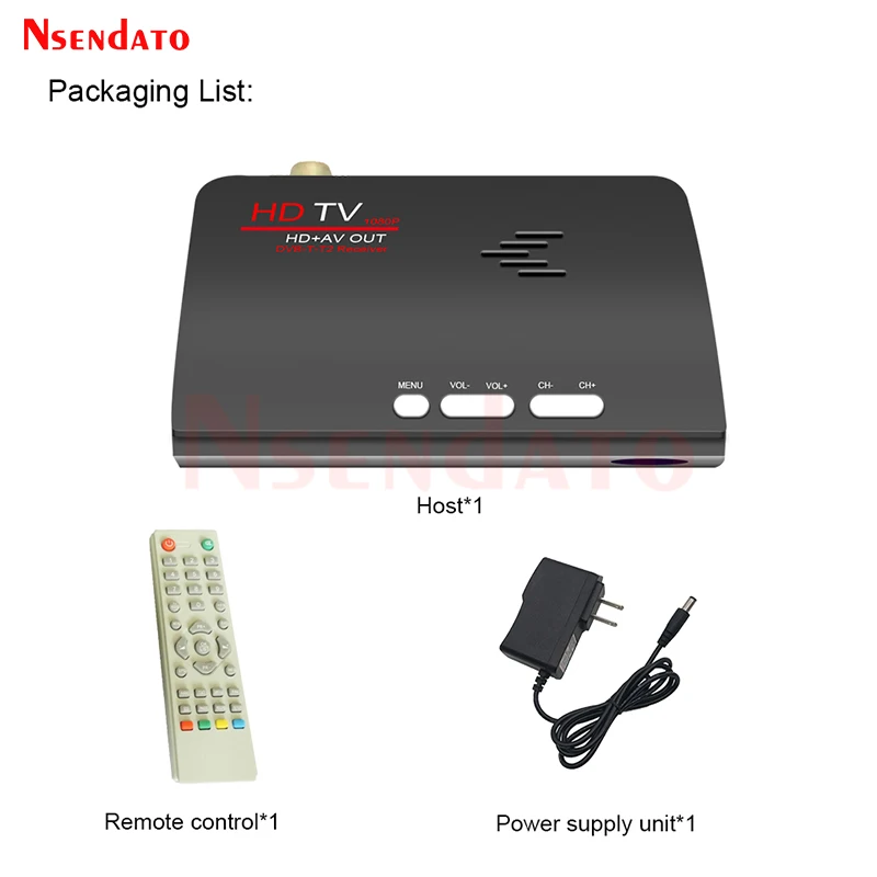 Kỹ Thuật Số Mặt Đất HD DVB T T2 Giao Thức Tivi Box HD AV CVBS Bên Ngoài Bộ Giải Mã Truyền Hình Thu Có Điều Khiển Từ Xa màn Hình Lcd
