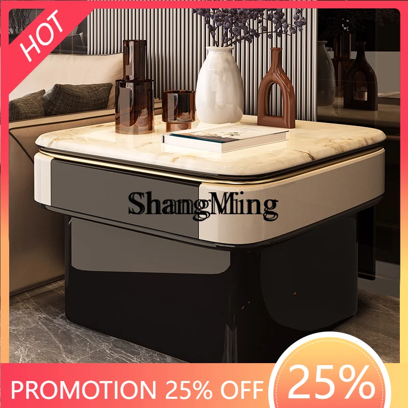 

SM Living Room Cabinet Microcrystalline Stone Black Square Storage Cabinet Large and Small Tea Table Light Luxury