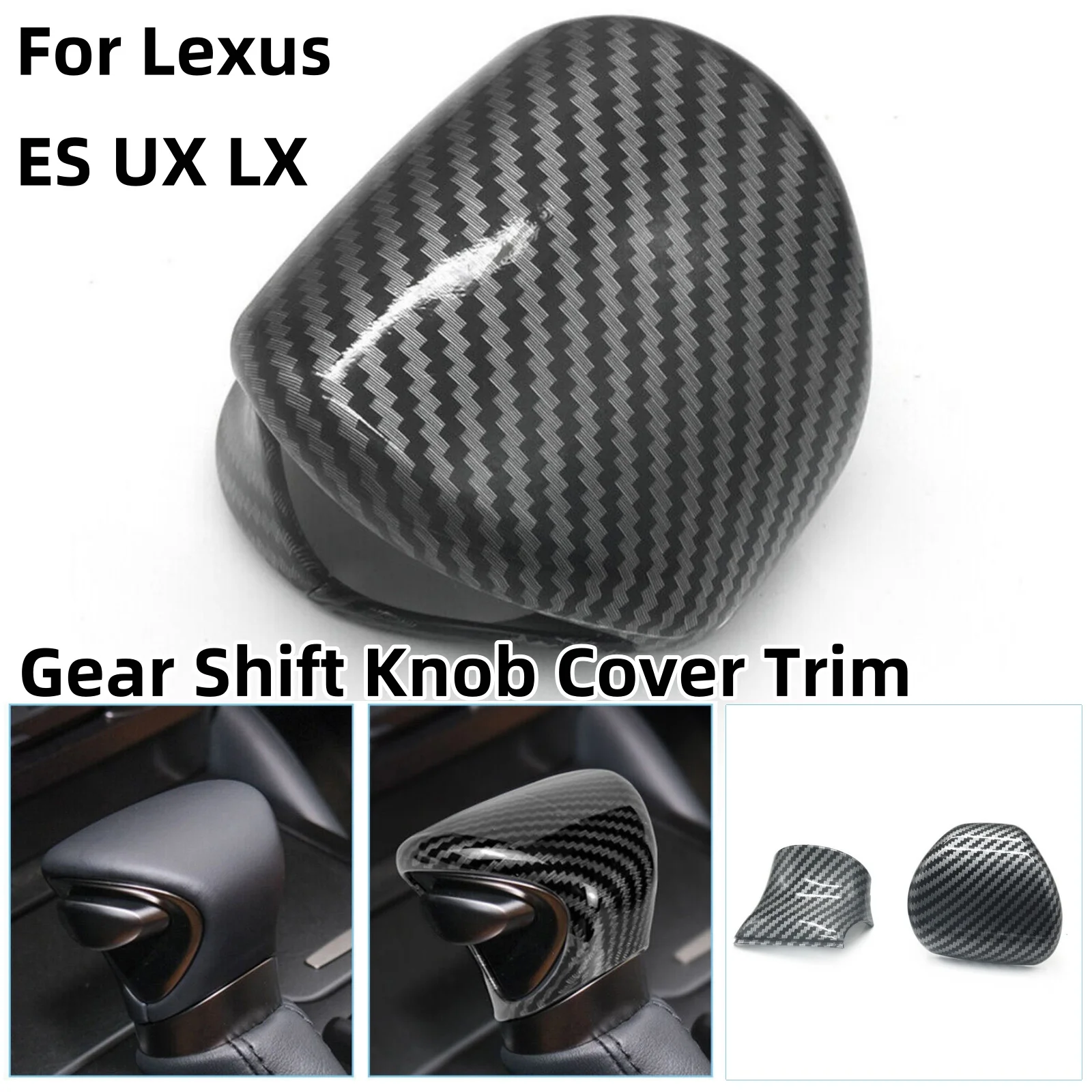 Car Gear Shift Knob Cover Trim Carbon Fiber ABS Interior Gear Shift Knob Cover Trim For Lexus ES 2018-2023 UX 19-23 for LX 22-23