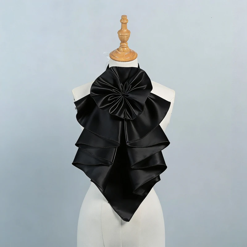 Dress Shirt Blouse Detachable Ruffle Collar Satin Floral Neck Wrap Scarf Fake Collar Neck Decor Cosplay Collar Party Accessories