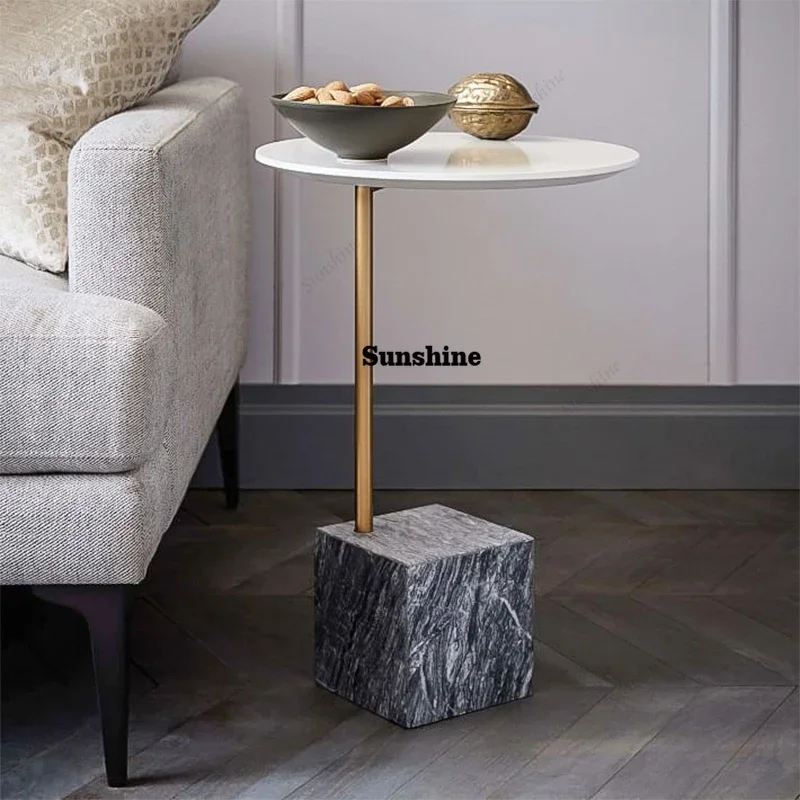 

nordic round small coffee table modern mdf marble side table for living room FT