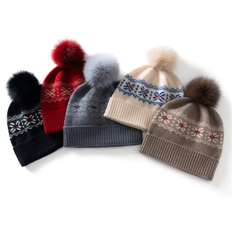 bonnet-unisexe-100-cachemire-tricote-avec-col-a-revers-jacquard-a-blocs-de-couleurs-retro-et-pompon-amovible-accessoire-chaud-pour-temps-froid