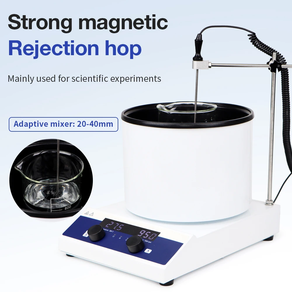 Heating Collecting Magnetic Stirrer 3L Laboratory Mixer 1500RPM Adjustable Magnetic Stirring Pot 220V EU Plug Mixing Machine