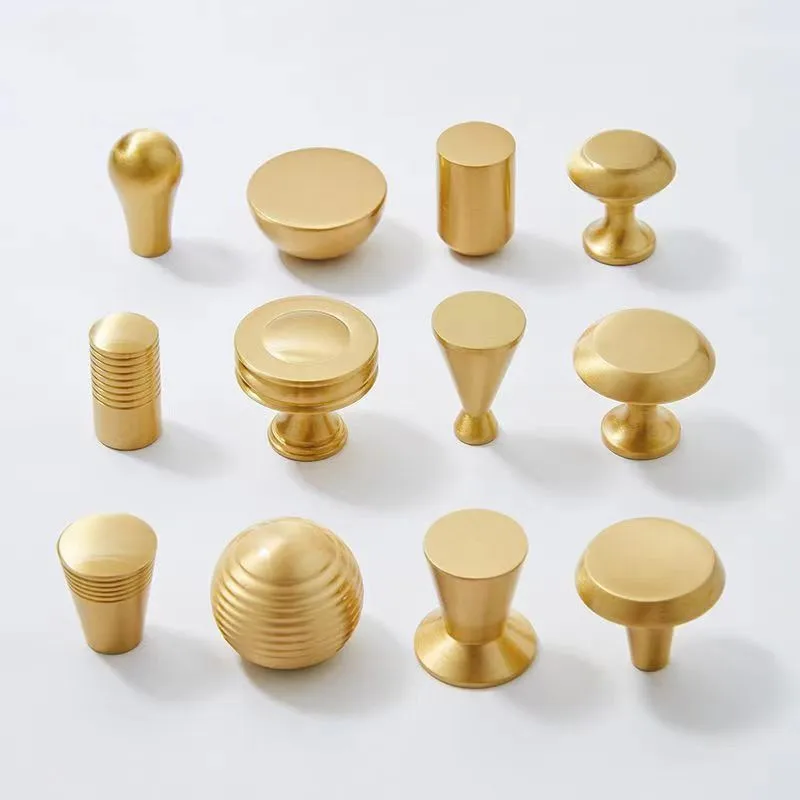 Moderne goldene Möbel Griff Schublade Knopf massives Messing runde Zylinder griffe für Schrank tür Küchen schrank Kleider schrank zieht