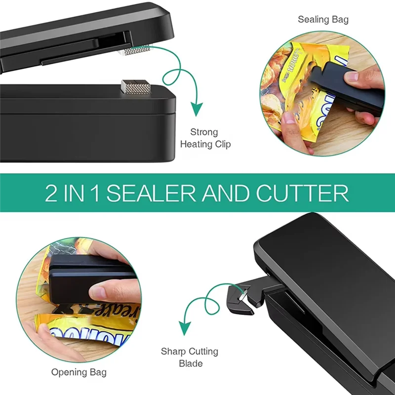 

X11A 2-In-1 Mini Bag Sealer & Cutter Portable Heat Sealer Ideal Foroutdoor Picnics & Campaigns