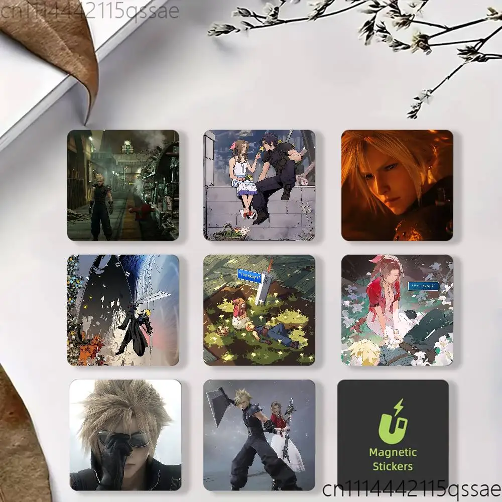 FOR Final Fantasy 7 FF Cloud Tifa Black Square Plastic Fridge Magnet for Magnetic Sticker No Trace Left Durable Smooth Textured