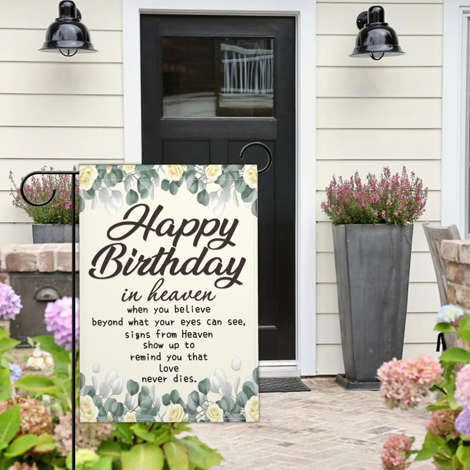 Happy Birthday In Heaven Garden Flags 12x18 Inch Double Sided Funeral Memorial Flags for Outdoor Grief Gifts Cemetery Decora ZZM