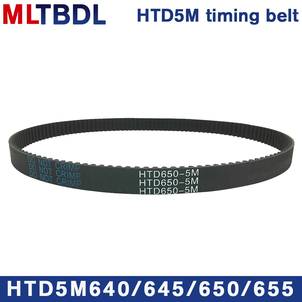 HTD5M Timing Belt 640/645/650/655mm Length 10/15/20/25mm Width 5mm Pitch Rubber Pulley Belt Teeth128 129 130 131synchronous belt