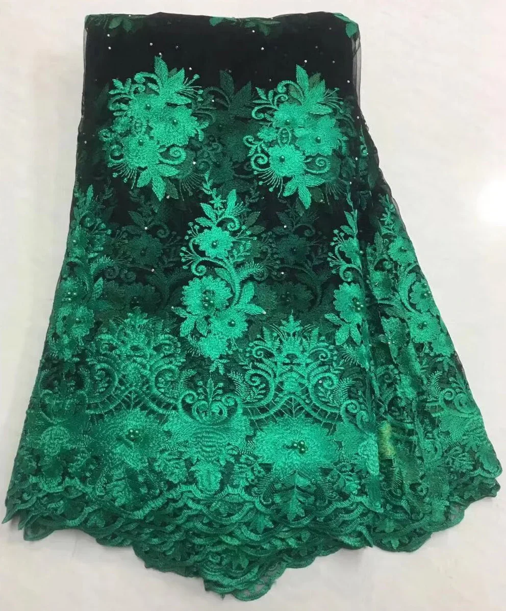 

African Lace Fabric 2021 Green High Quality 5yards Lace Tulle Lace Fabric African French Net Lace Fabric For Eveing Dress Z85