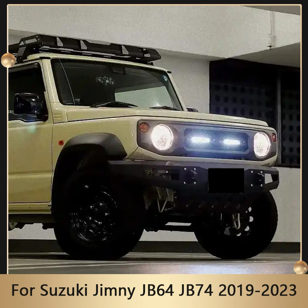 Front Grill Racing With LED Lamps For Suzuki Jimny JB64 JB74 2019-2023 Car Kidney Grille Mesh Black Grille Cover Accessories