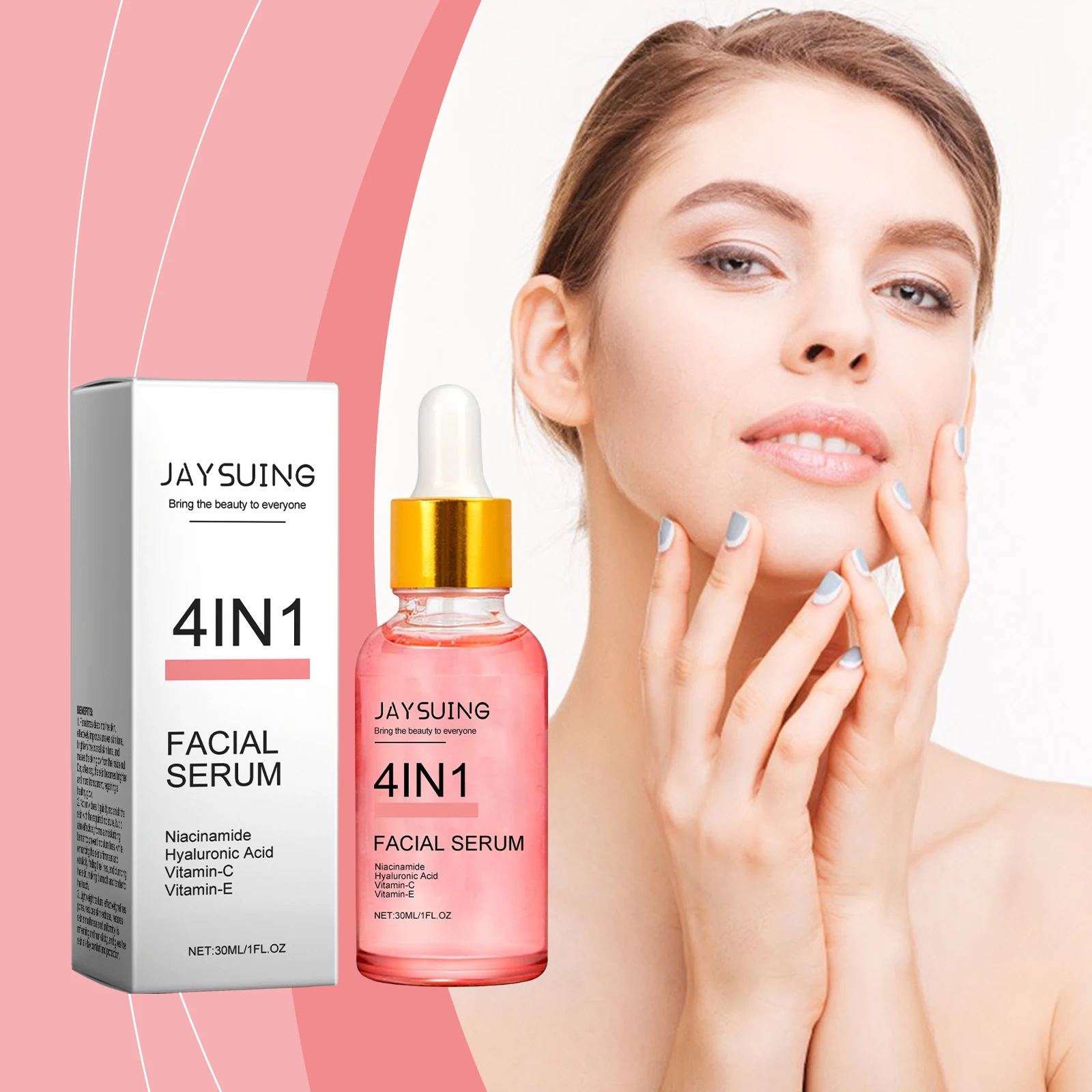 Siero viso schiarente 4 in 1 con niacinamide, acido ialuronico, vitamina C ed E – 30 ml |   Booster antietà, idratante e luminoso f