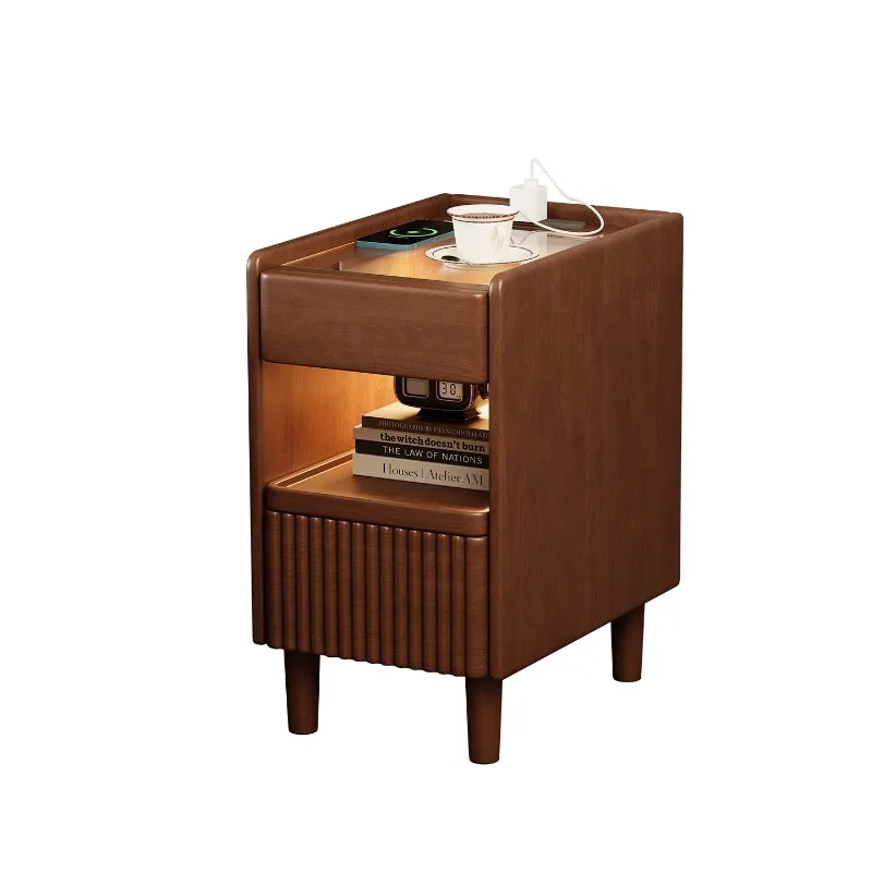 Solid wood bedside table, small ultra-narrow 20cm medieval multi-functional household bedroom, very narrow simple bedside table