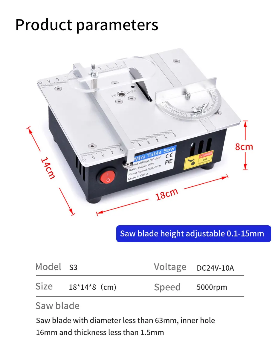 Imagem -06 - Mini Serras de Mesa Elétrica Bancada Saw Faça Você Mesmo Household Modelo Máquina de Corte 775 Motor 63 mm Lâmina s3 96w