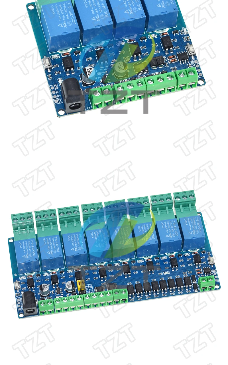 Modbus-RTU Relaismodul 1/1/2/4/8 Kanäle 10A 5V 12V 24V Schalter Eingang Ausgang Optokoppler-Isolation RS485 TTL – Detail 12