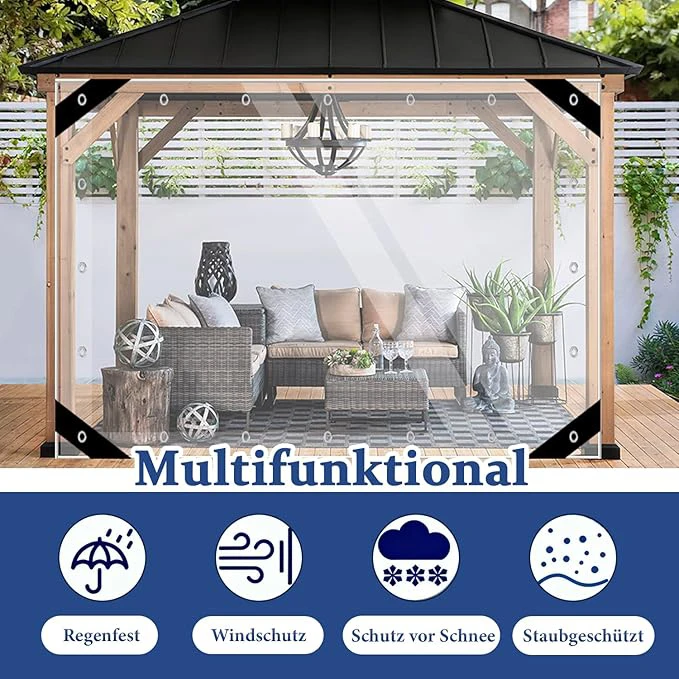 Transparente Planen, PVC-Transparente Wasserdichte Planen, Verstärkte Planen mit Metallösen, Multifunktionale Planen – Detail 8
