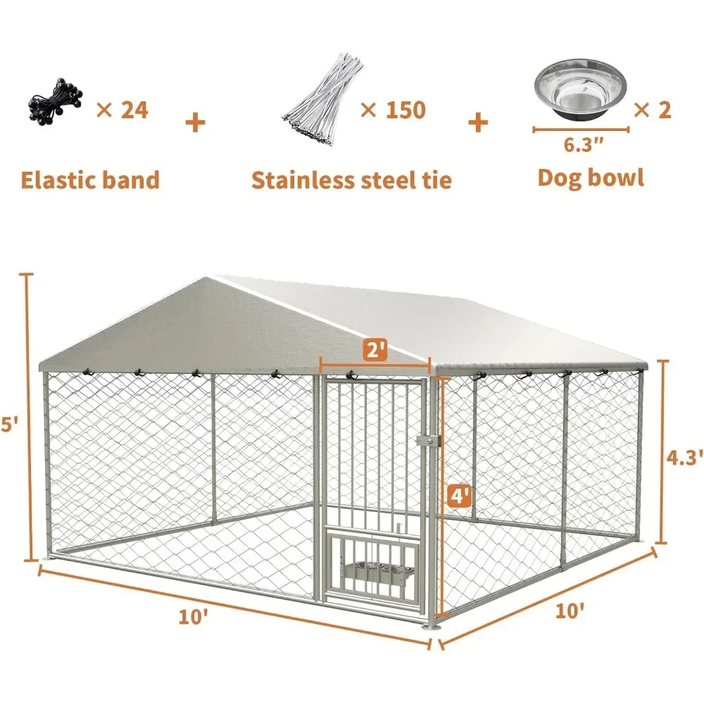 Imagem -05 - Canil Grande ao ar Livre do Cão com Telhado Pet Puppy Acessórios Fence Supplies Home Garden Products 10x10