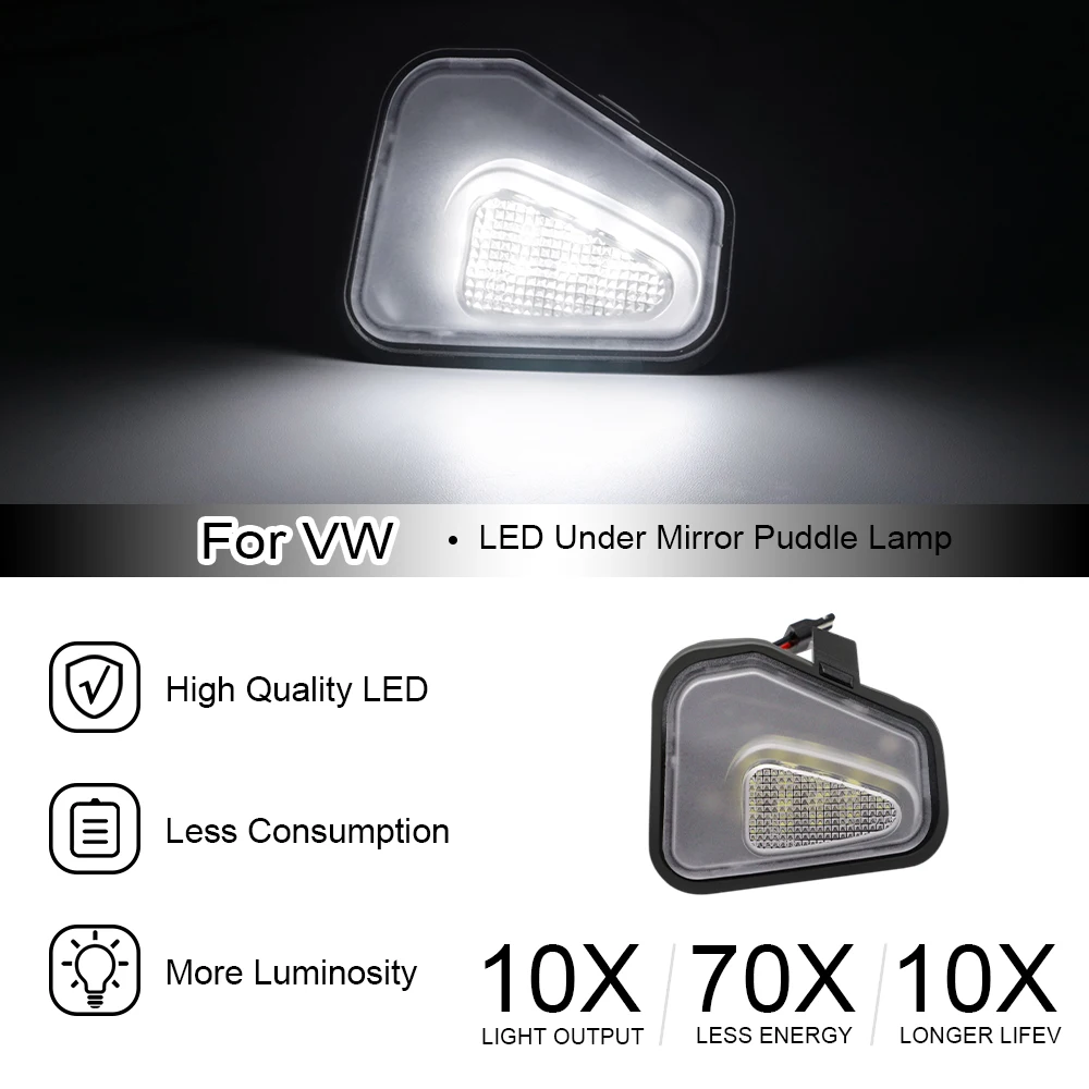 Lumières LED sous le miroir pour VW Passat B7 CC, lampe de bienvenue pour VW Jetta, contraste, rocco, EOS, CÔTÉ cinelle, 2 pièces