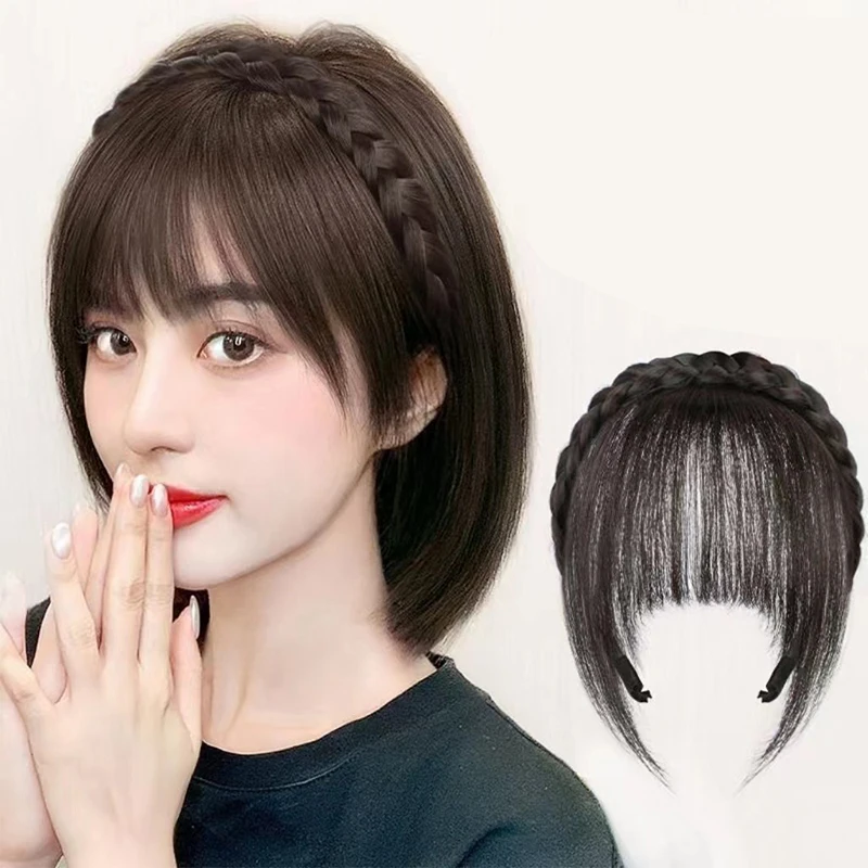 【F】Perücken-Stirnband mit Luftpony, natürlich unsichtbarer gerader Pony, nahtloser natürlicher Stirn-Pony, Haarstyling-Tools
