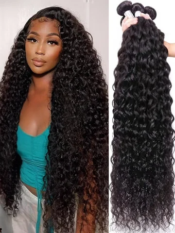 40 pulgadas de cabello humano de onda profunda 1 2 3 4 mechones brasileño virgen Remy sin procesar tejido onda de agua extensiones de cabello rizado mechones