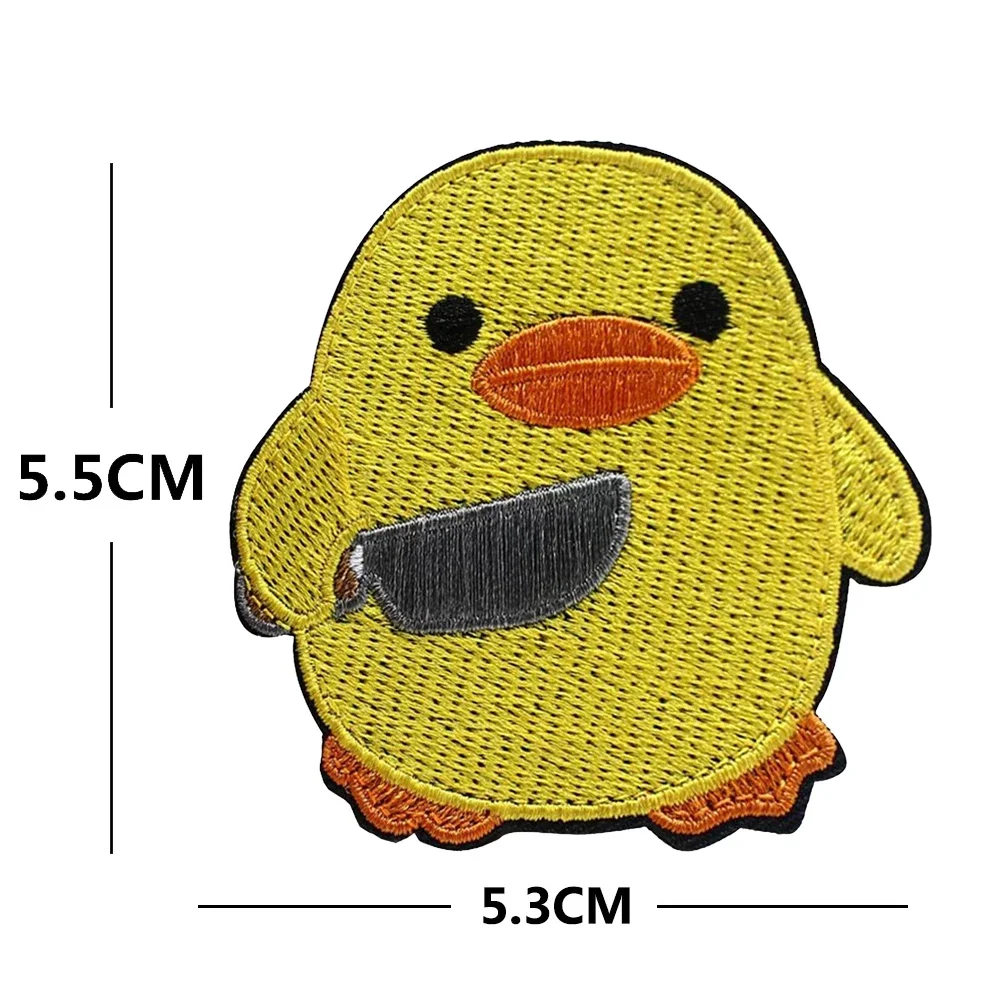 Cute Duck with Knife Tactical Patches Funny Embroidery Frog Morale Badge Military FAFO Armband Backpack Jacket Hook&Loop Sticker