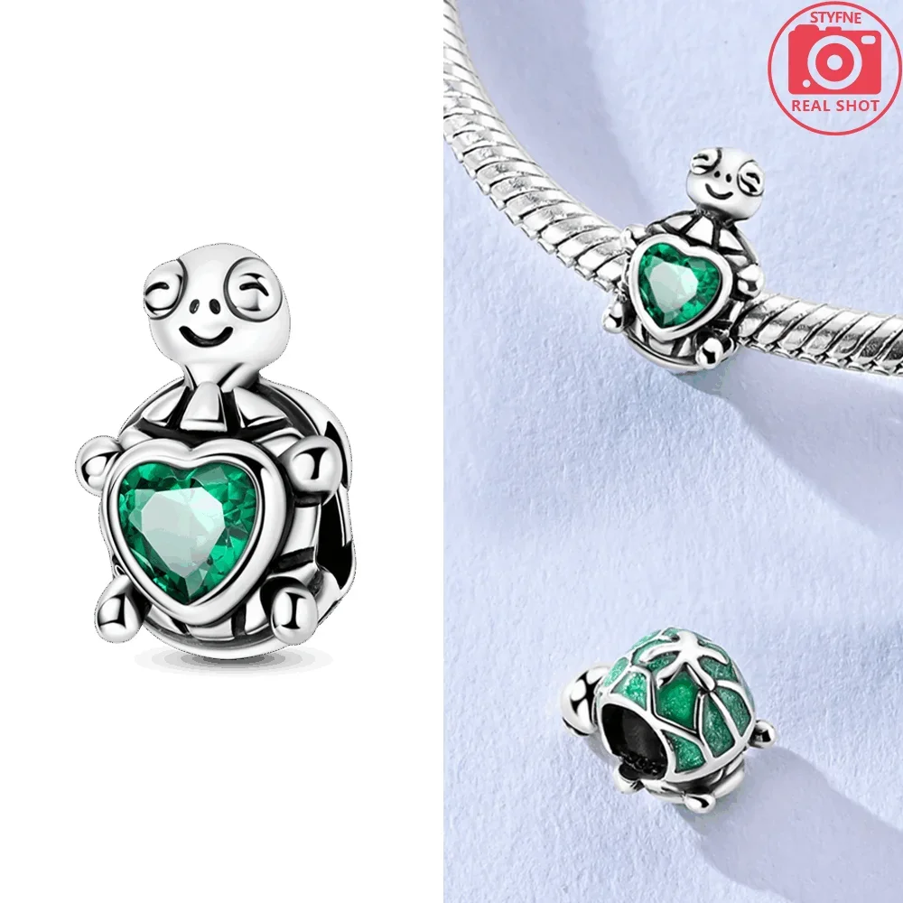Silver-Plated Blue Flower Turtle Charms for Bracelets