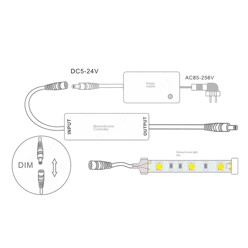 ABUP-2X RF Remote Controller LED Dimmer DC5V-24V Brightness Adjustment 14-Key Dimmable Connector Switch For LED Strip Light