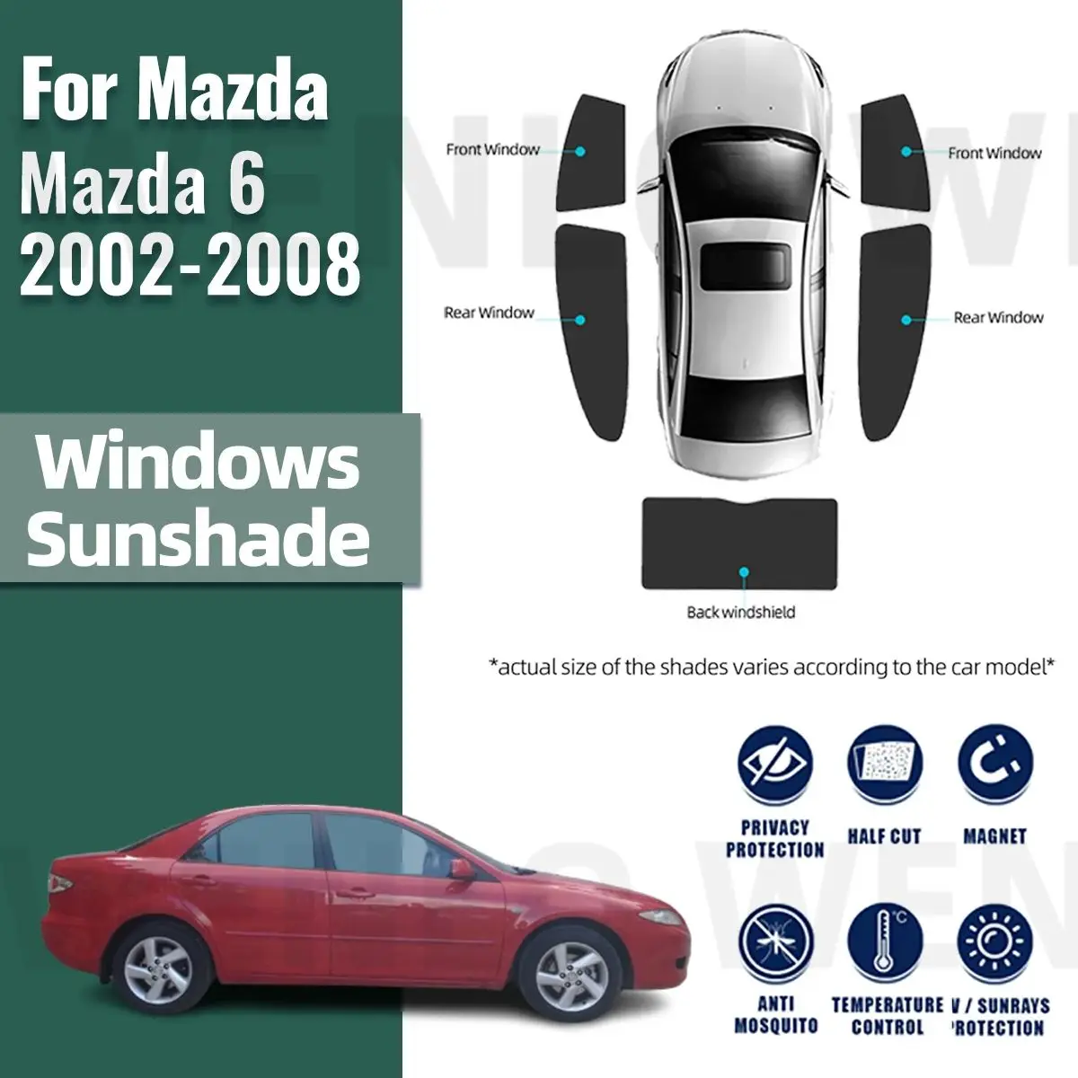 For Mazda 6 Sedan 2002 2003 2004 2005 2006 2007 2008 Car Window Sunshade Magnetic Curtain Sun Shade Visor Net Mesh Protect Kids