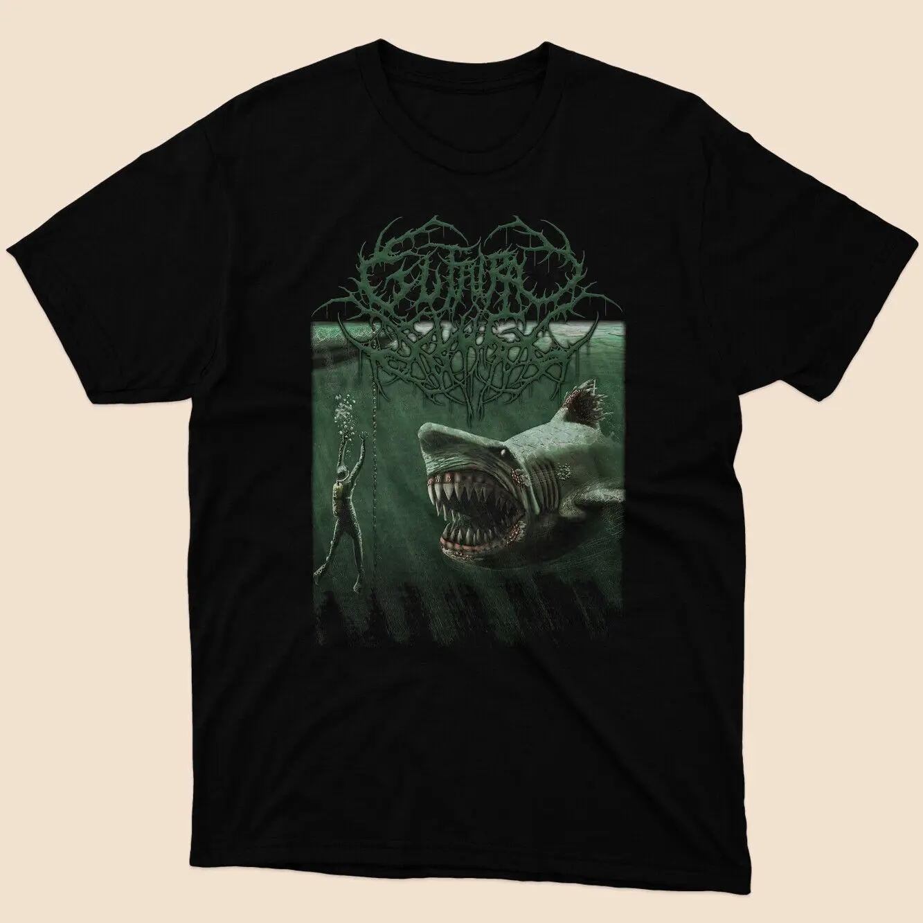 NWT Guttural Slug - Megalodon Classic Mens Black Tshirt Size S to 5XL