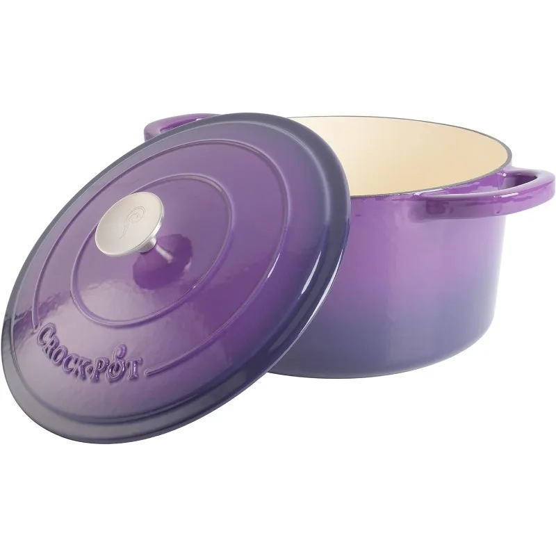 Crock-Pot Artisan Round Enameled Cast Iron Dutch Oven, 7-Quart, Lavender Purple