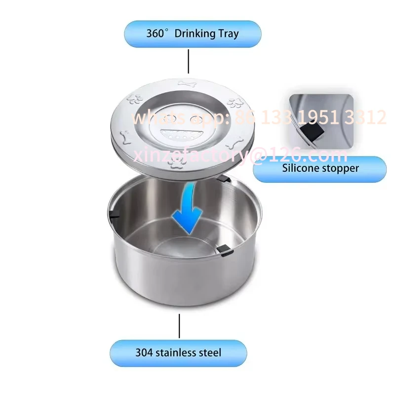 

Customizable Big Capacity Stainless Steel Dog Floating Bowl, No Spill Anti-Splash Dog Water Dispenser, Non-Slip Dog Cat Pet Wate