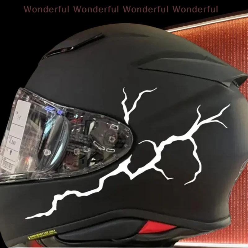 ملصقات لايتنينج عاكسة للضوء لخوذة الدراجة النارية - ورقتان من شارات الفينيل المقاومة للماء