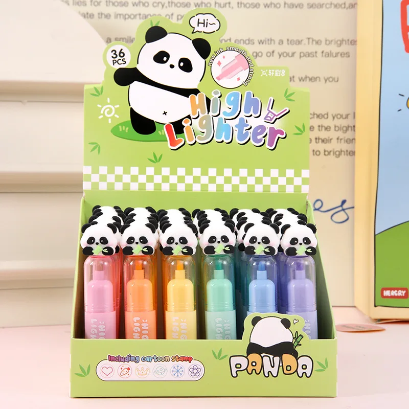 36 pcs/lot Creative Panda Pen Cute Drawing Marker Pens Fluorescent Pen Office School Supplies