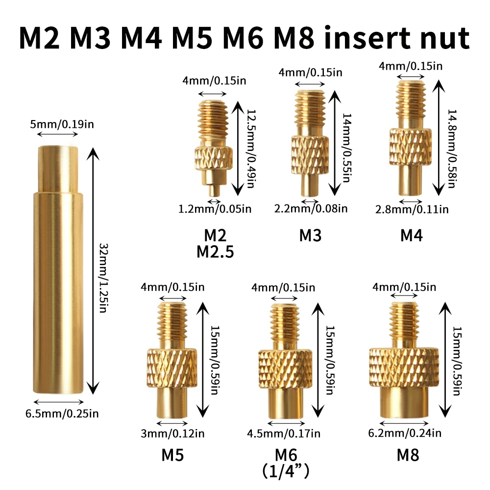 스텔스 프레스 제로 키트 히트 세트 삽입 프레스 도구, 납땜 다리미 팁 M2-M8 스레드 히트 인서트 너트, 3D 인쇄용 내장 키트