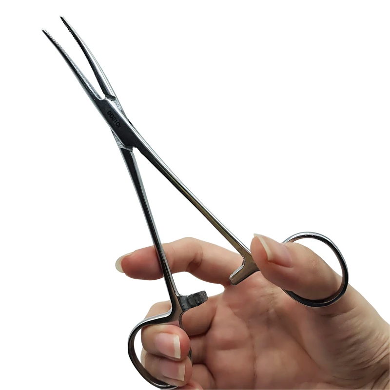 Générateur de forceps hémostatiques en acier inoxydable, pince de pêche, outil de verrouillage, pointe incurvée ou droite, 1 pièce