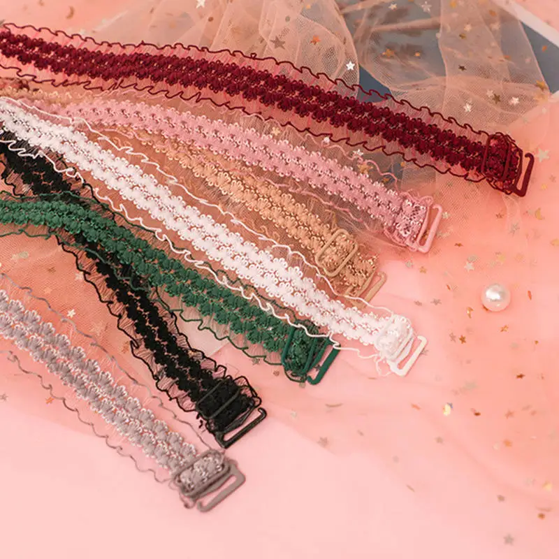 Adjustable Lace Underwear Shoulder Straps Women Elastic Stretch Bra Non-slip Mesh Hollowed Flower Shoulder Straps Accessories