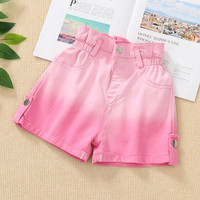Girls' back pocket letter  denim wide-leg pants 2025 summer  casual and fashionable straight-leg pants 5-15 years old