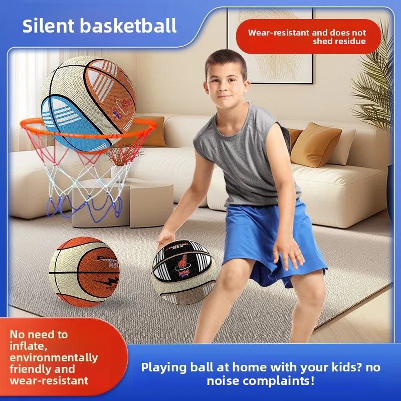 Silent Basketball Noiseless Indoor Size 3 5 7 PU Foam Airless Basketball Quiet Bounce 90% of Real Basketball gift Christmas