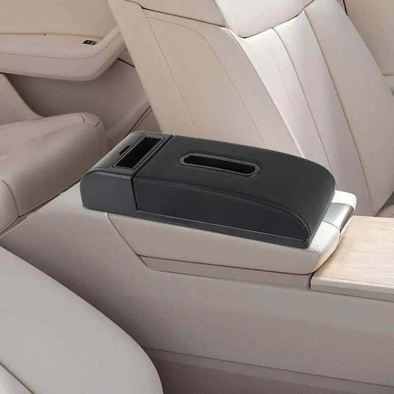 Center Console Pad Auto Center Console Pad With Pocket And Tissue Box Car Armrest Box Pad For SUV Truck Vehicle Car Interior