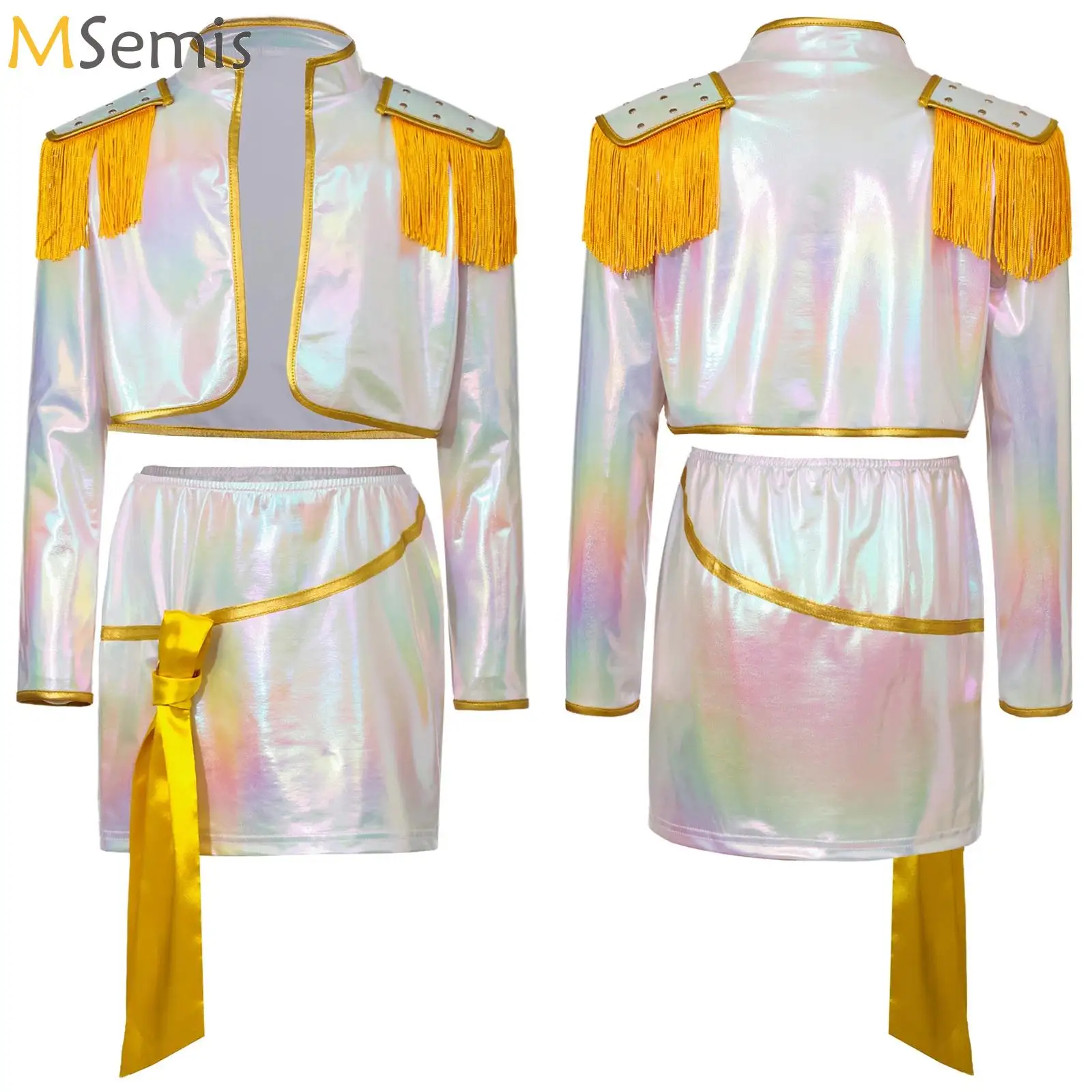 

Anime Super Star Stage Uniform Singer Halloween Costume Teenage Girls Anime Demon Hunters Golden Black Dance Outfit Cosplay