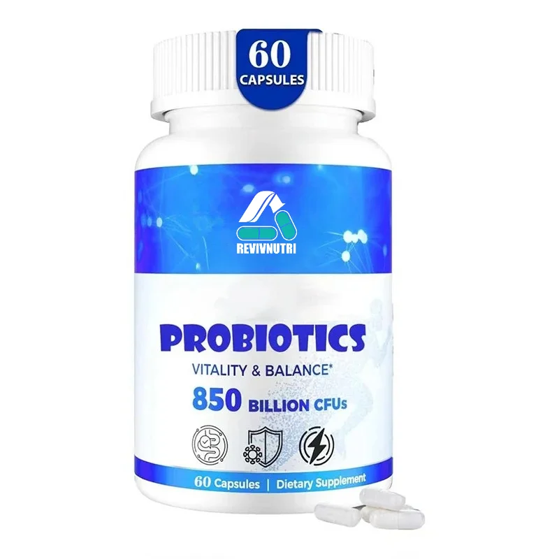 Comprehensive Intestinal and Energy Support, Containing 850 Billion CFU, 1800 Milligrams of Prebiotic Fiber, and 60 Capsules