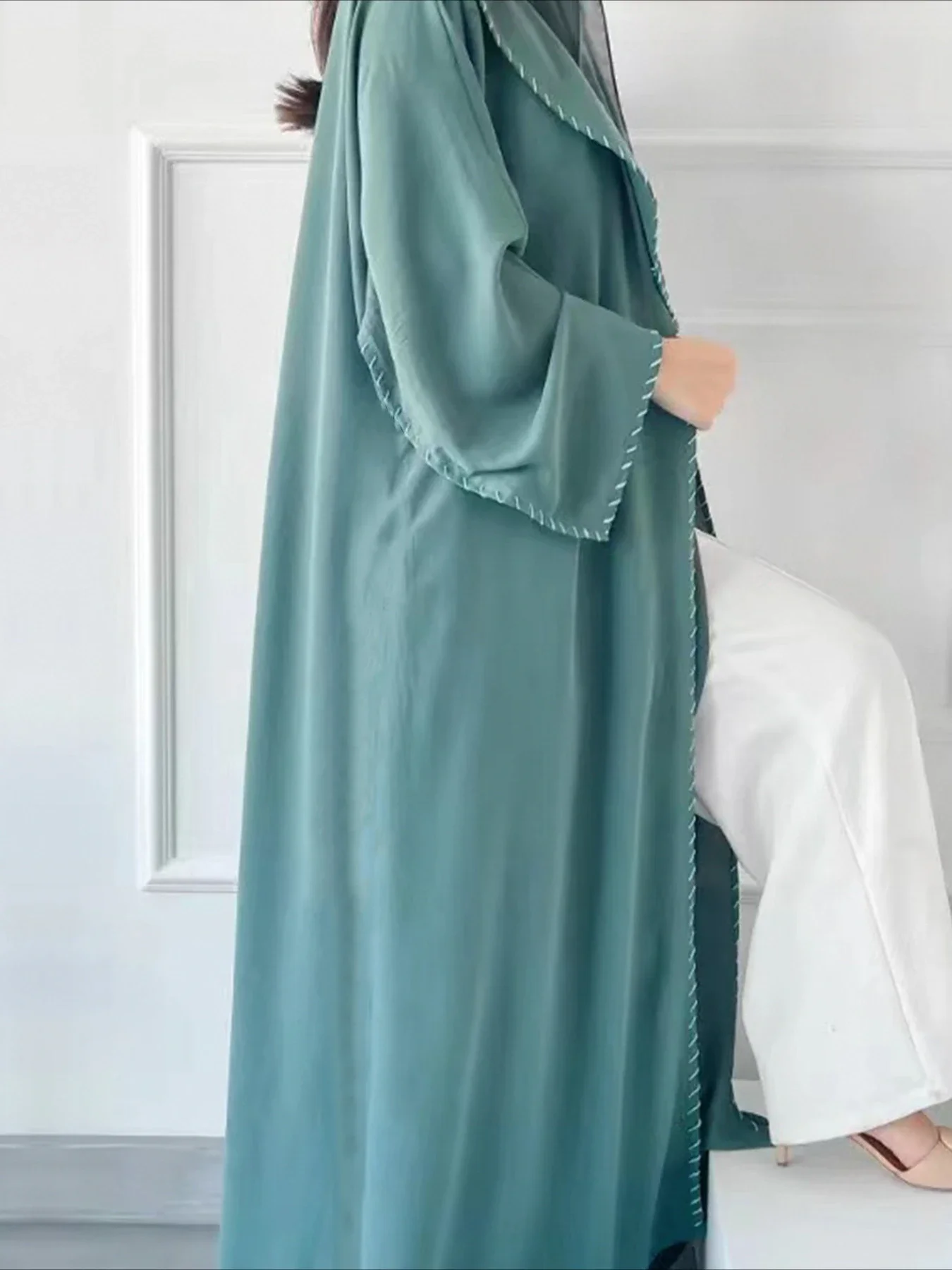 ผู้หญิงมุสลิม Abaya กับผ้าพันคอ 2 ชิ้นชุดยาวเสื้อสเวตเตอร์ถัก Eid Abayas ลําลองยาว Robe Kaftan Party Ramadan เจียมเนื้อเจียมตัว Caftan 2024