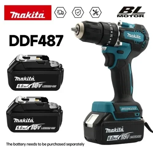 

Аккумуляторная ударная дрель-шуруповерт Makita DDF487 18В, бесщеточная, 100% оригинал, электроинструмент с функцией зарядки