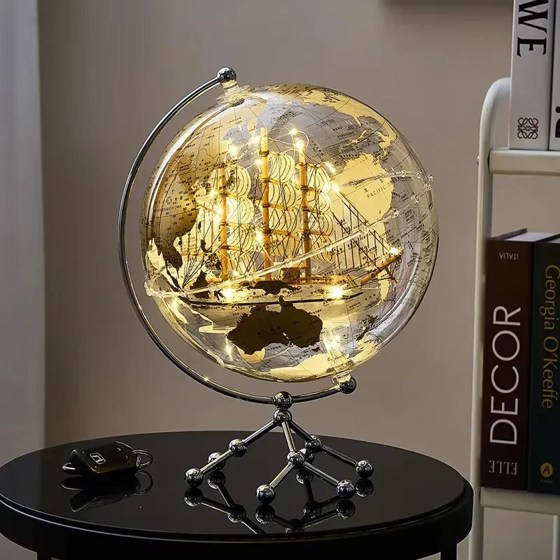 

Globe Light Emitting Diode Home Decoration Creative Craft Sailing World Globe Decoration